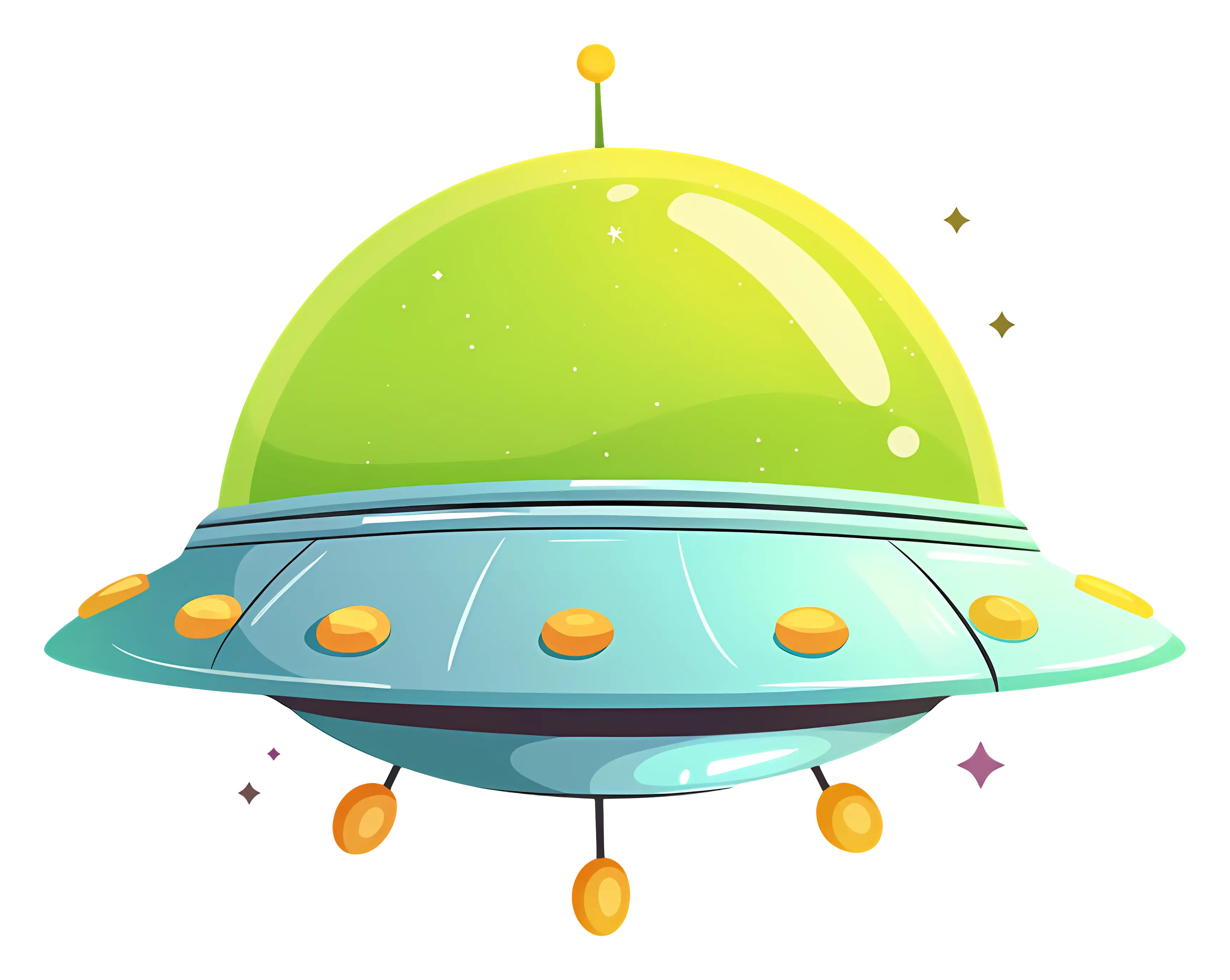 Colorful UFO Spaceship Illustration