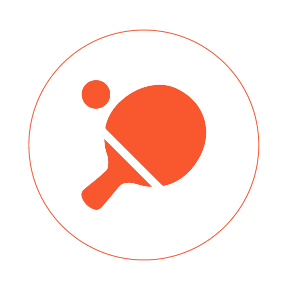 Orange Ping Pong Paddle and Ball Icon