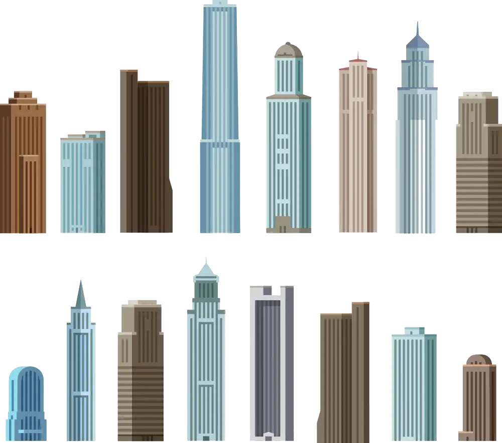Various Skyscrapers in City