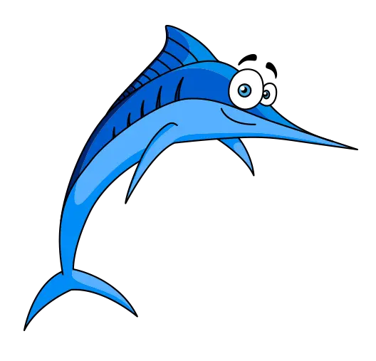 Blue Cartoon Fish Illustration