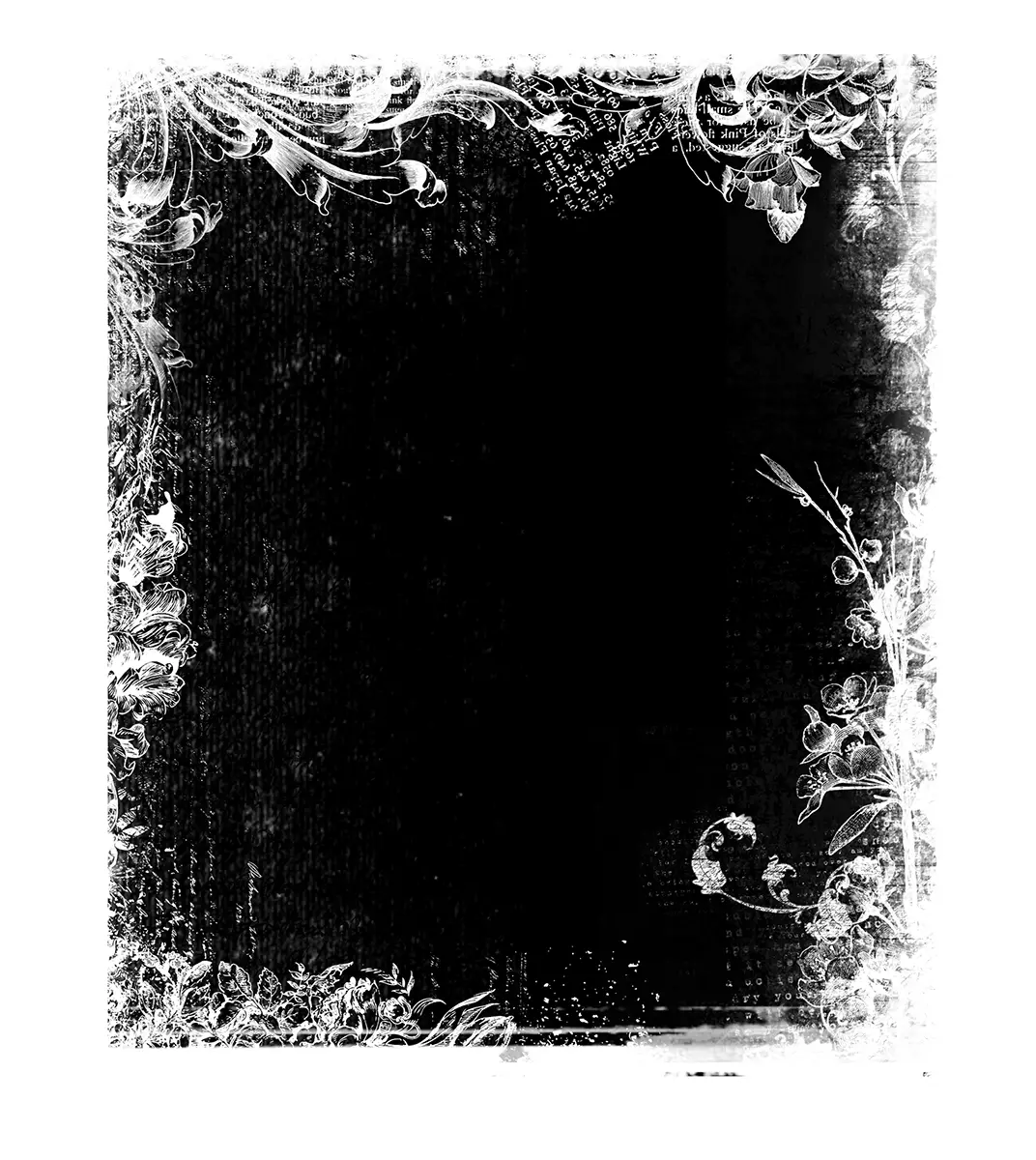 Black Grunge Frame With Floral Design