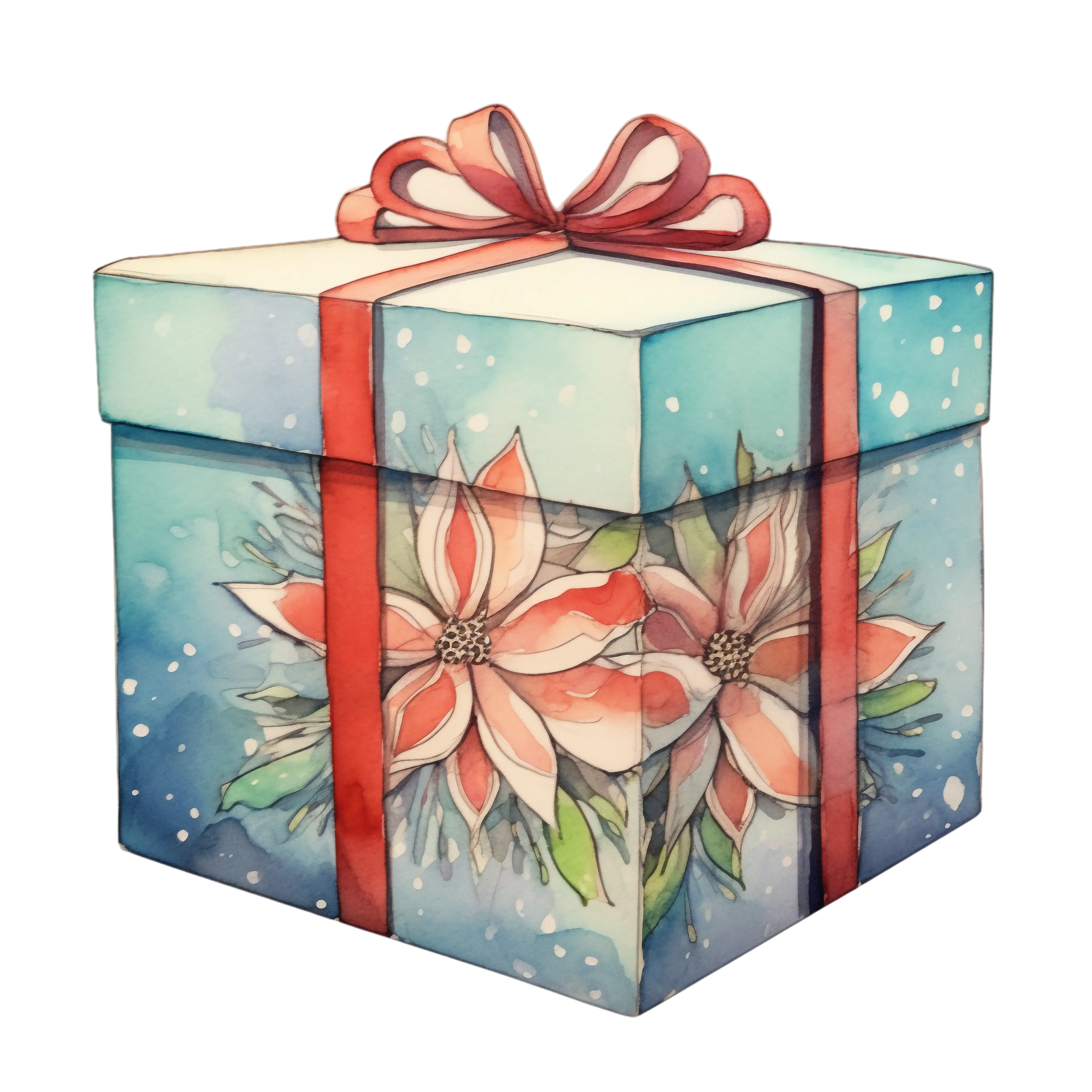 Christmas Gift Box with Floral Design