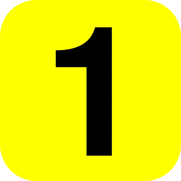 Yellow Square with Black Number One