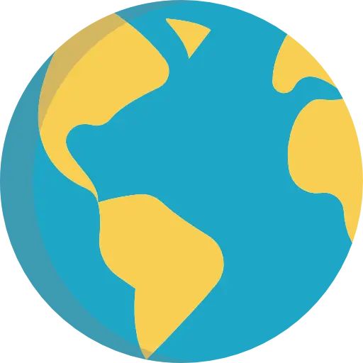 Blue and Yellow Globe Icon
