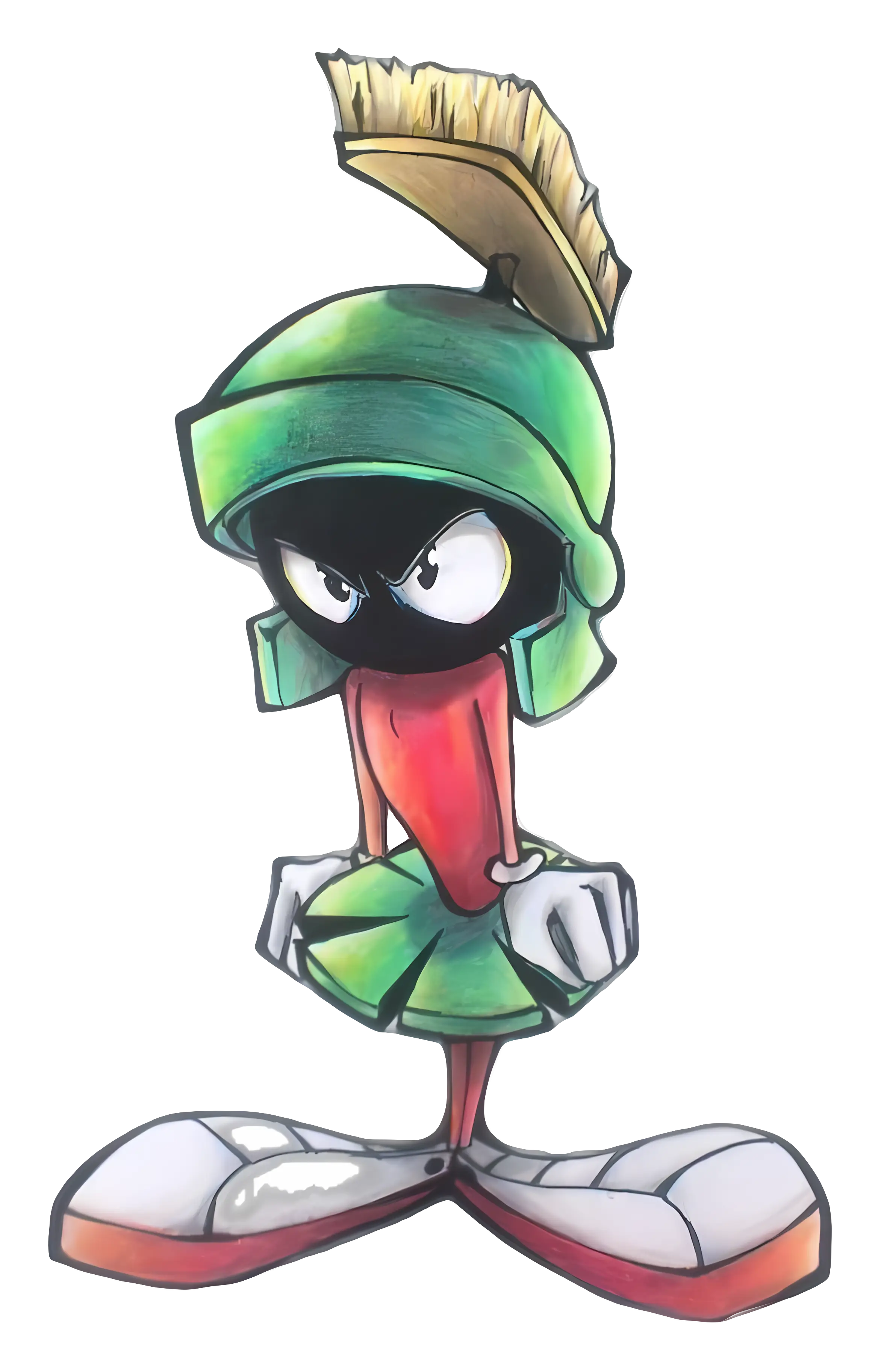 Cartoon Martian Standing with Fists