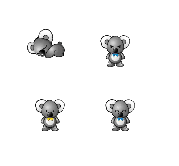 Cute Cartoon Koala in Different Poses