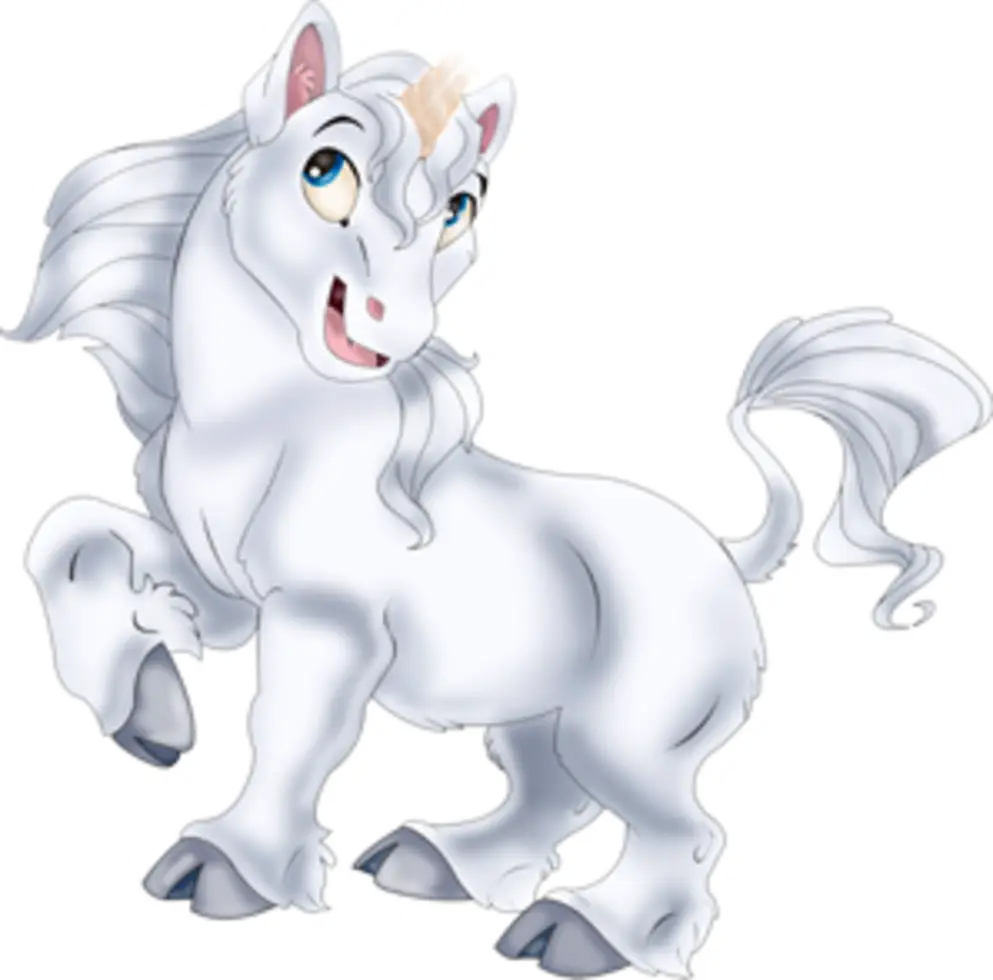 Cartoon White Unicorn Illustration