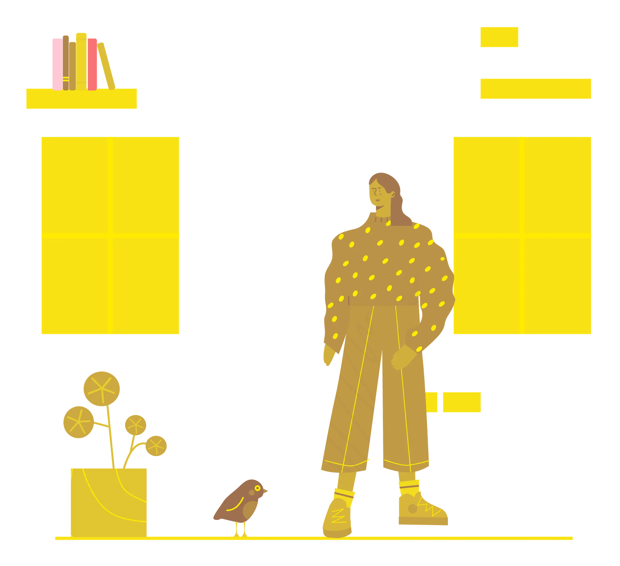 Yellow Minimalistic Scene with Polka Dot Accents