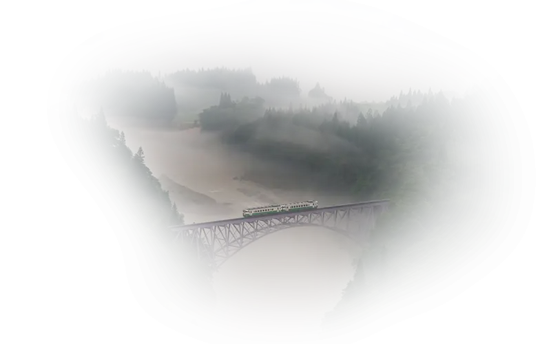 Foggy Bridge in Misty Landscape