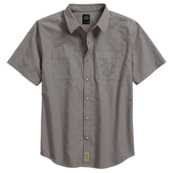 Gray Short Sleeve Button-Up Shirt