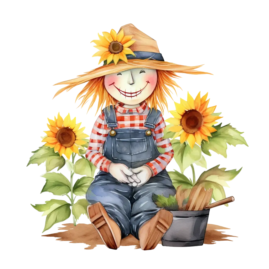 Scarecrow with Sunflowers