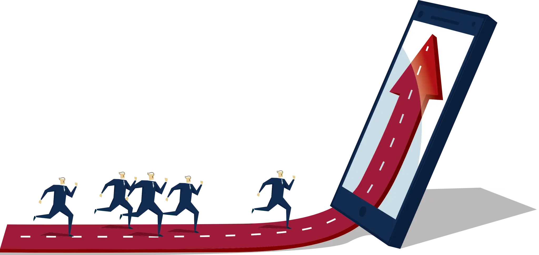 Businessmen Running Towards Success