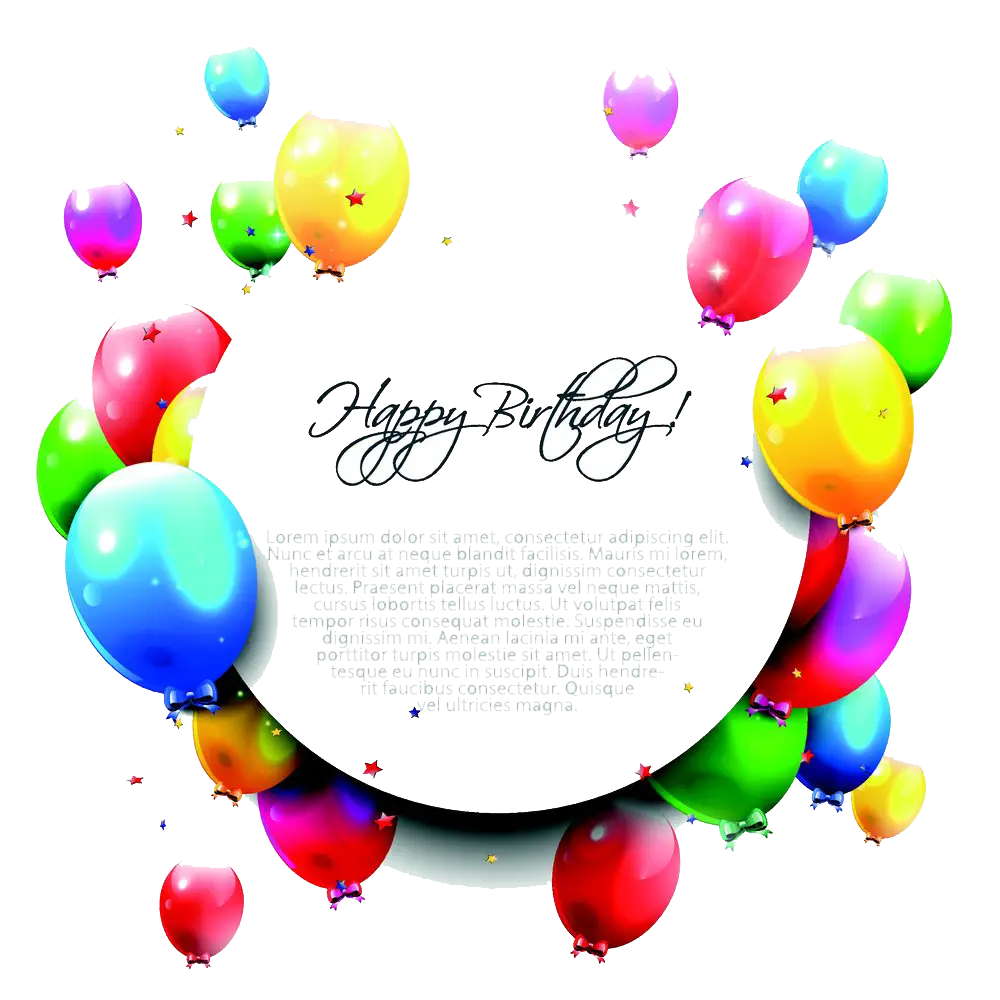 Happy Birthday Balloons with Greeting Card Background