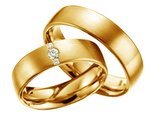 Golden Wedding Rings with Diamond Detail