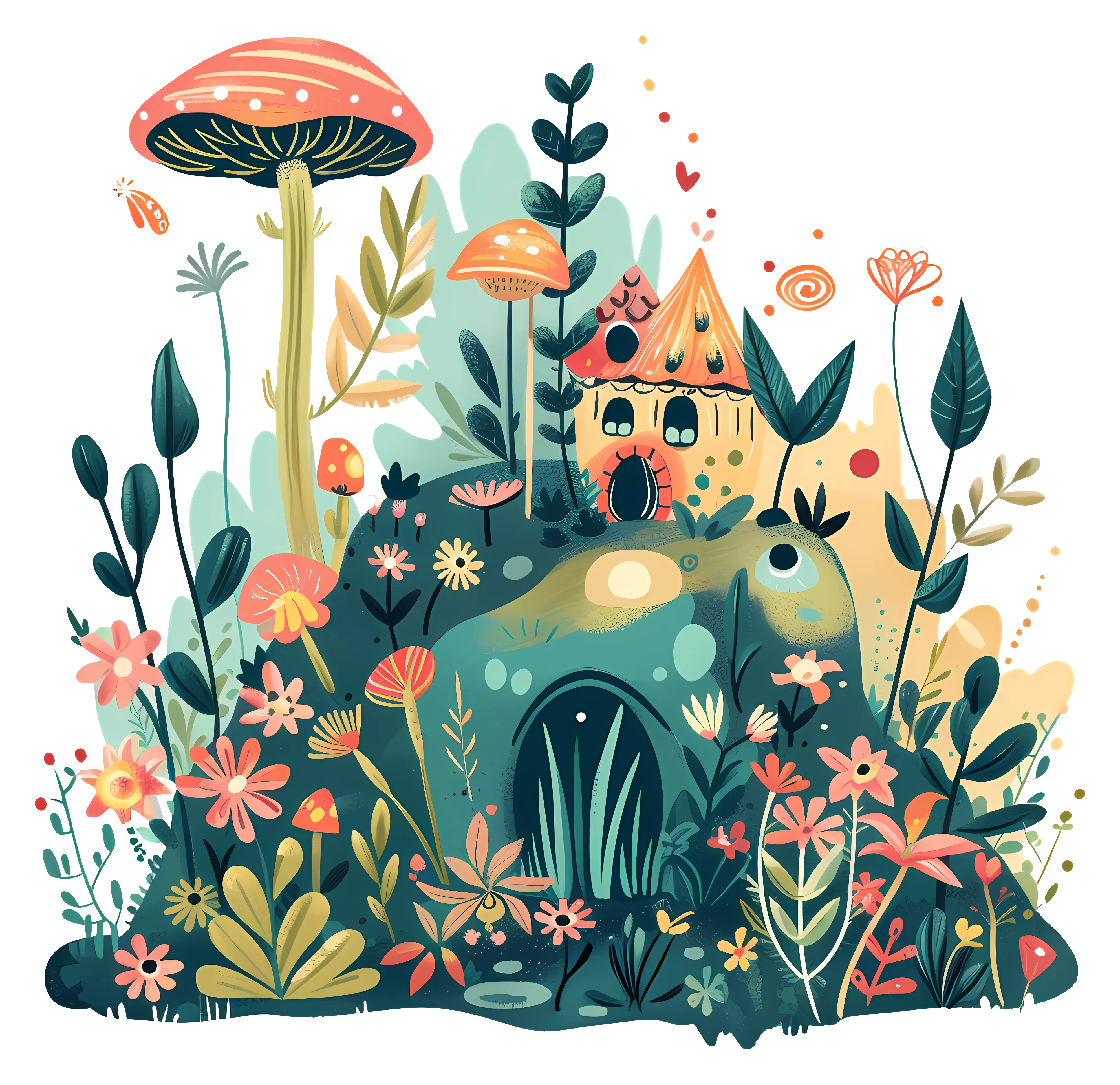 Whimsical Doodle House in Garden