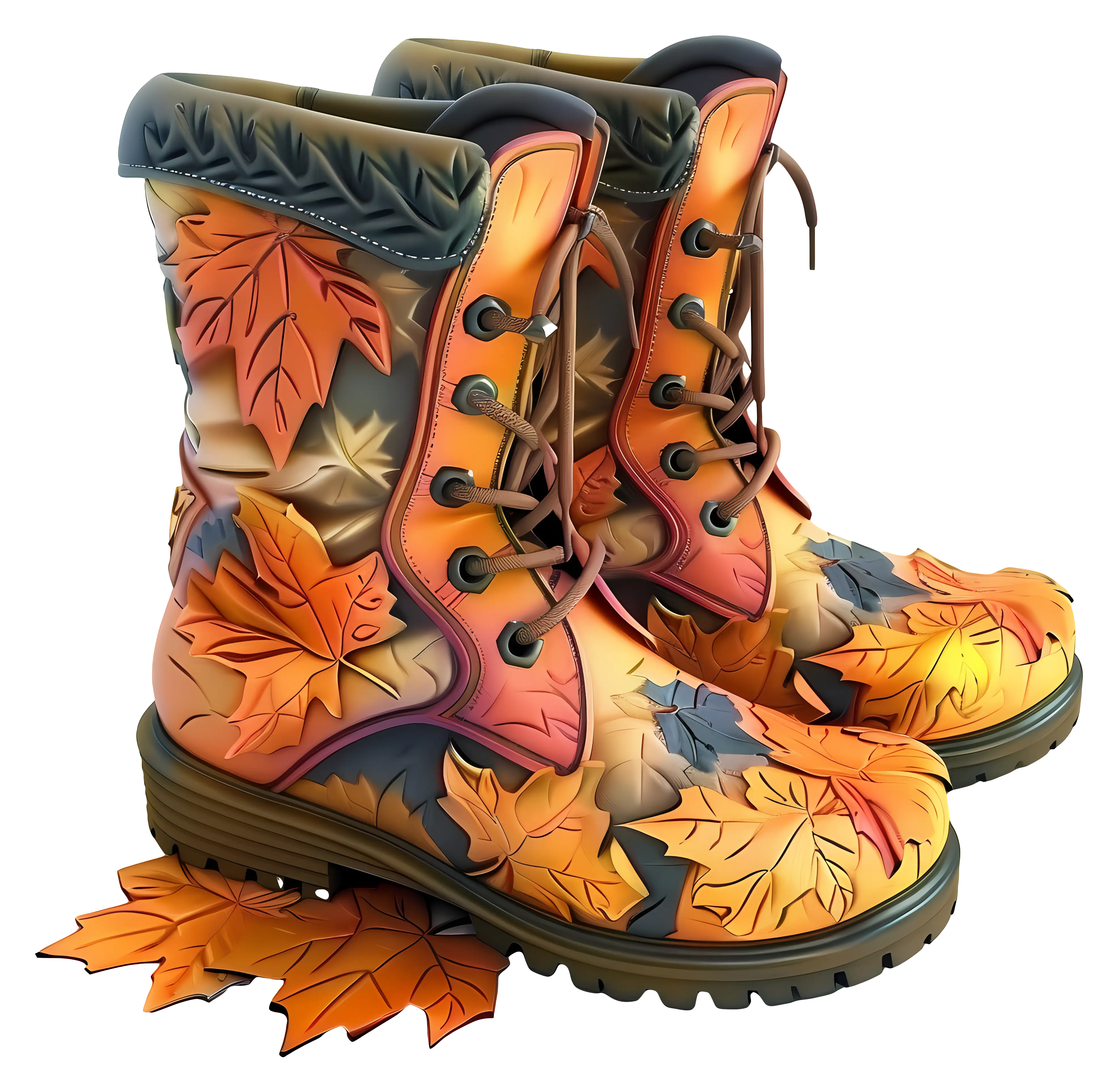 Autumn Boots with Leaf Design