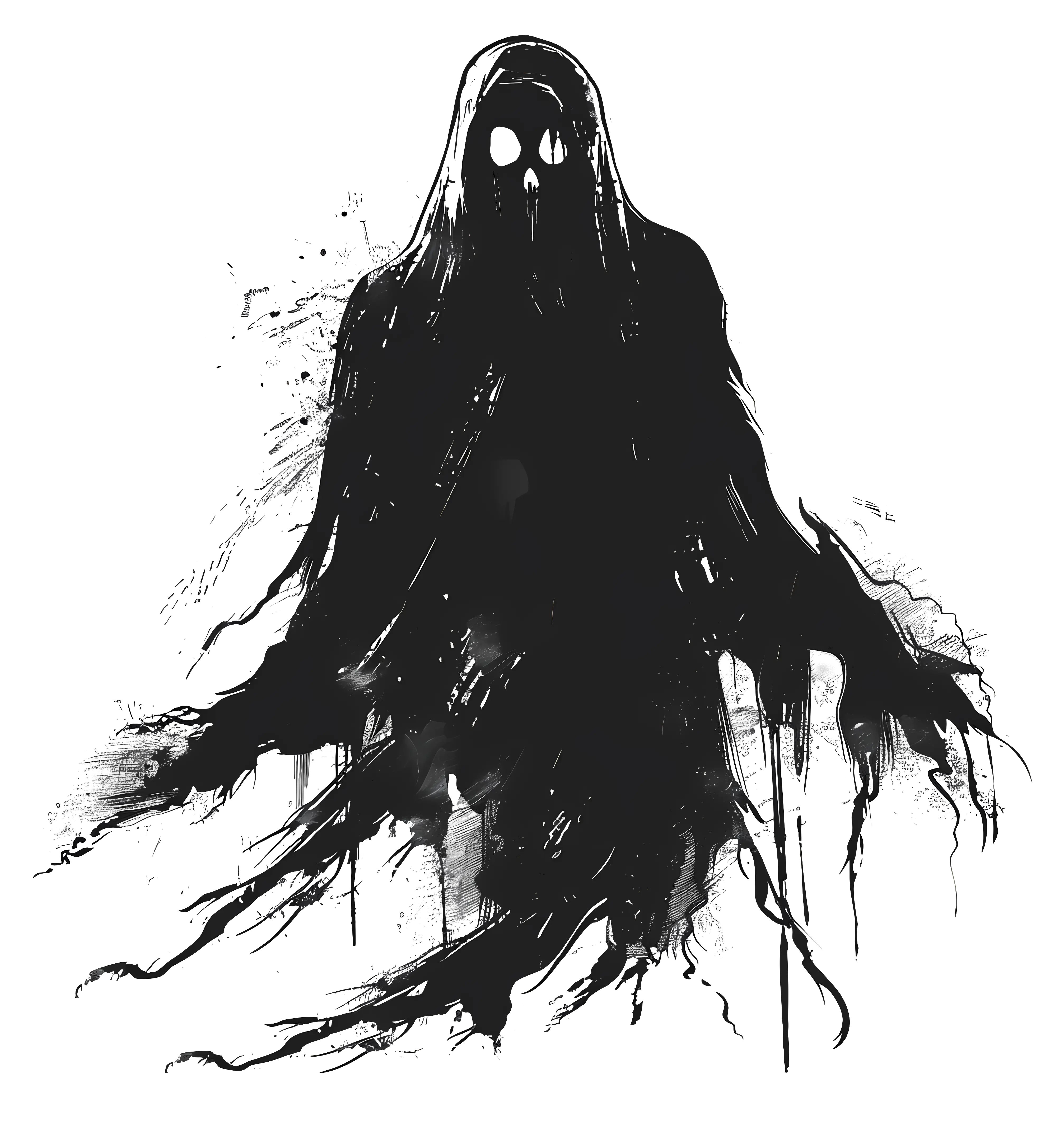 Dark Eerie Ghost Silhouette Illustration