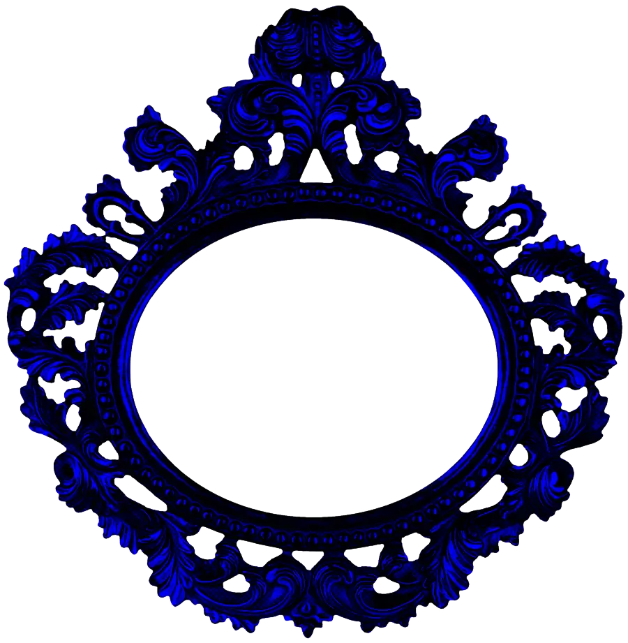 Ornate Blue Oval Mirror Frame Design