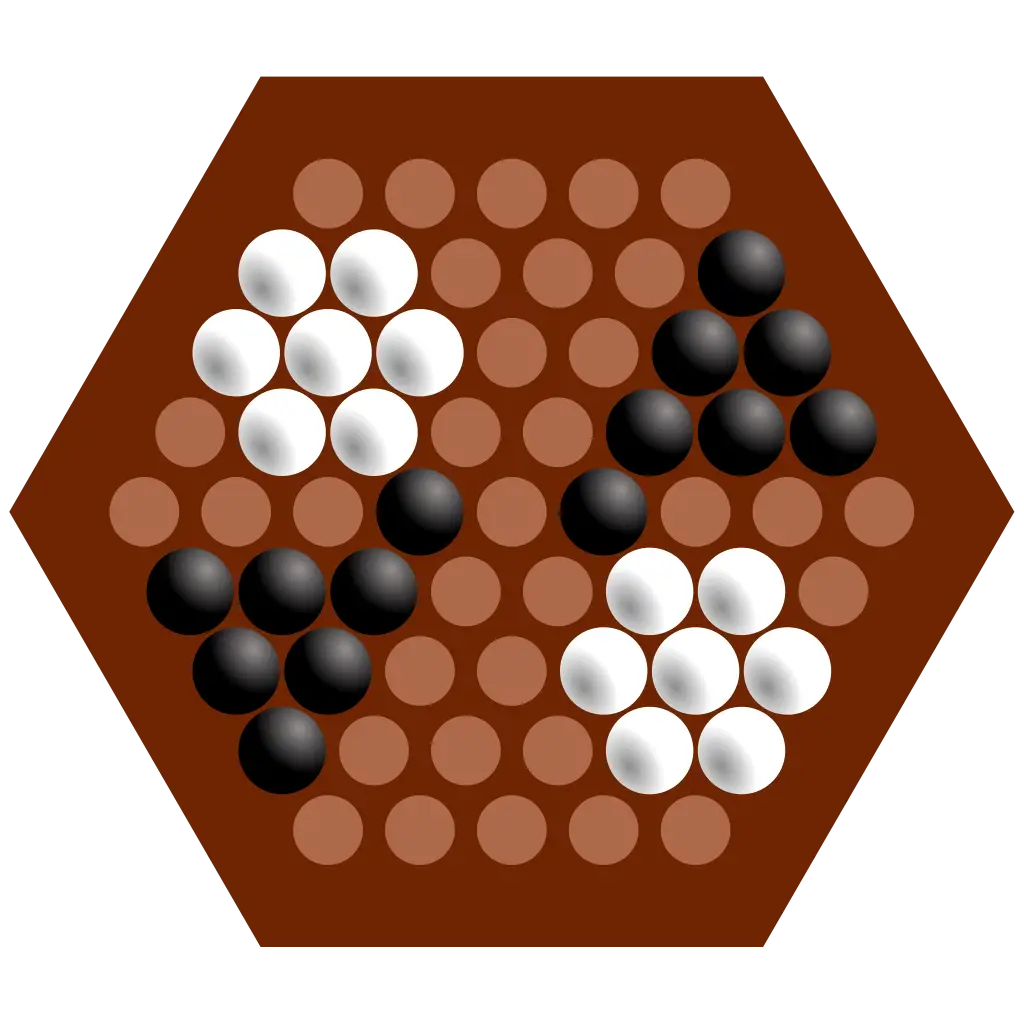 Hexagon Board Game with Black and White Pieces