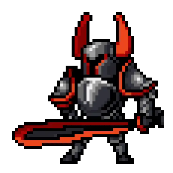 Red and Black Knight Avatar in Pixel Art Style