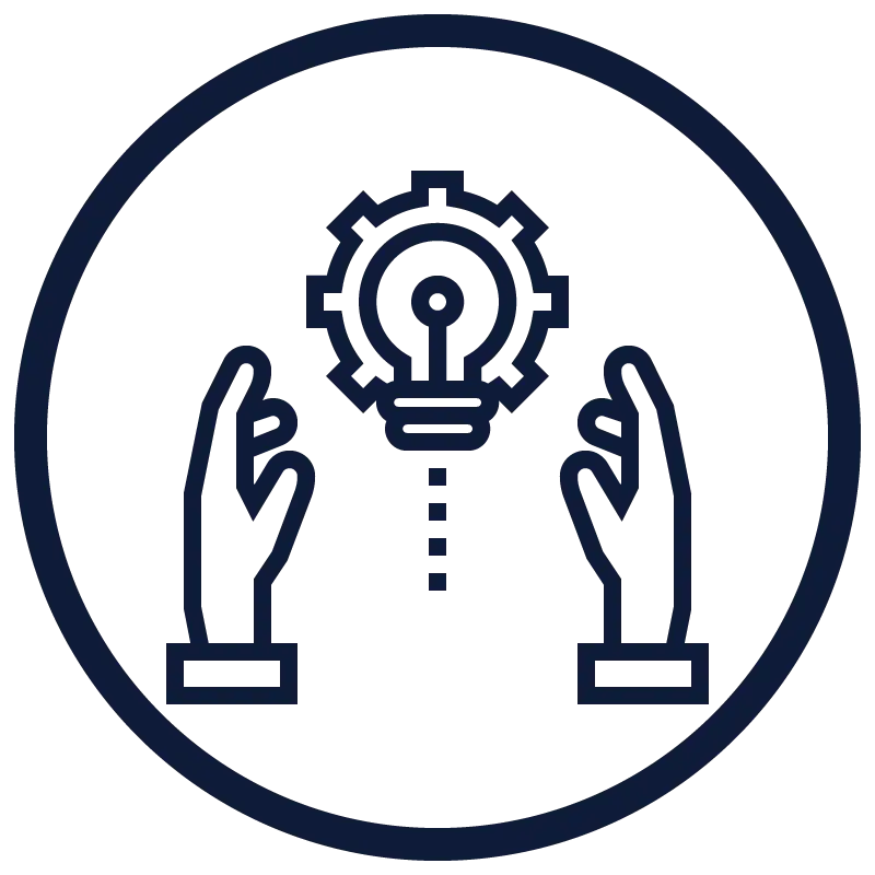 Hands and Lightbulb Innovation Icon
