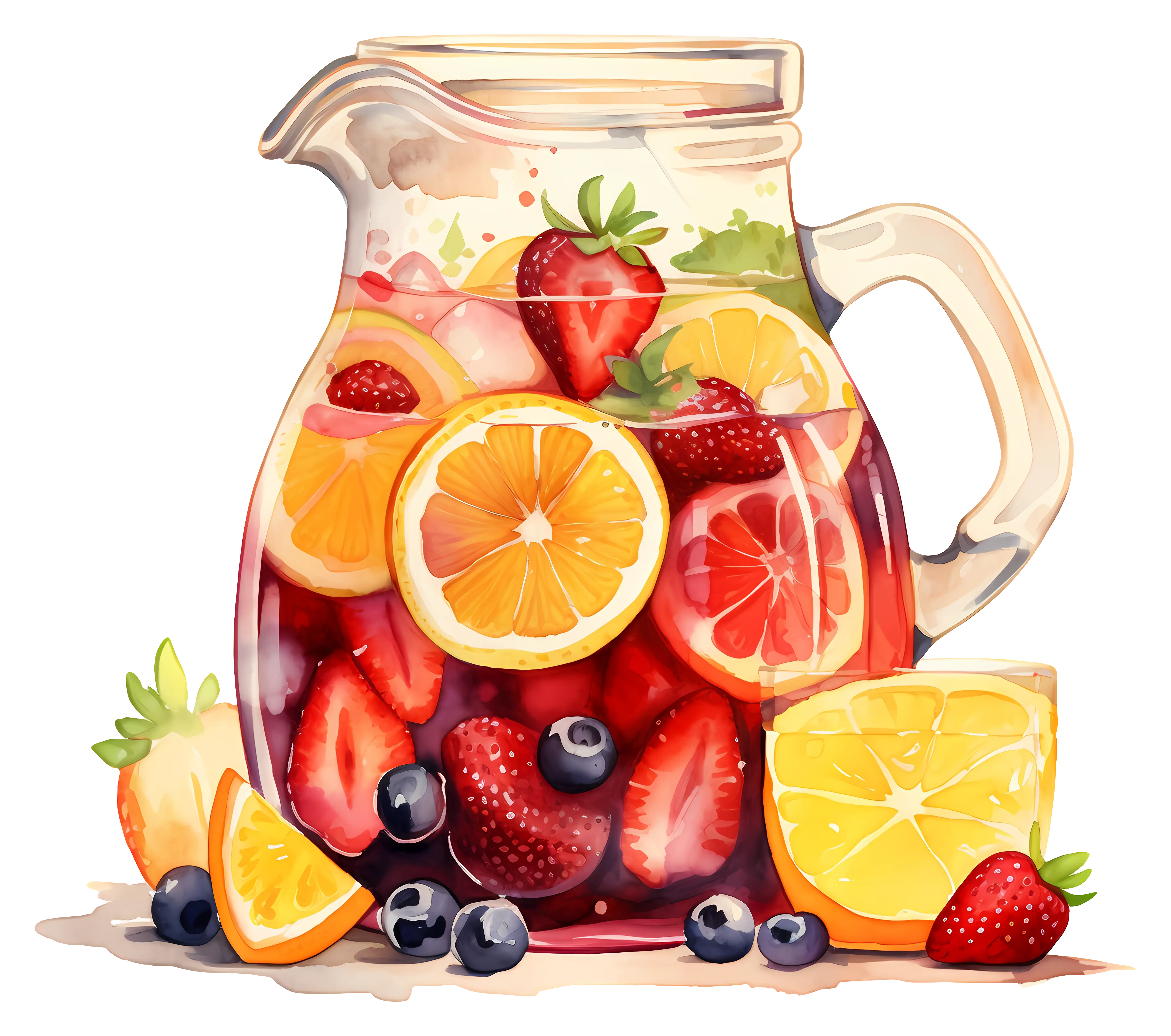 Fruit-Infused Water Jar with Fresh Berries and Citrus