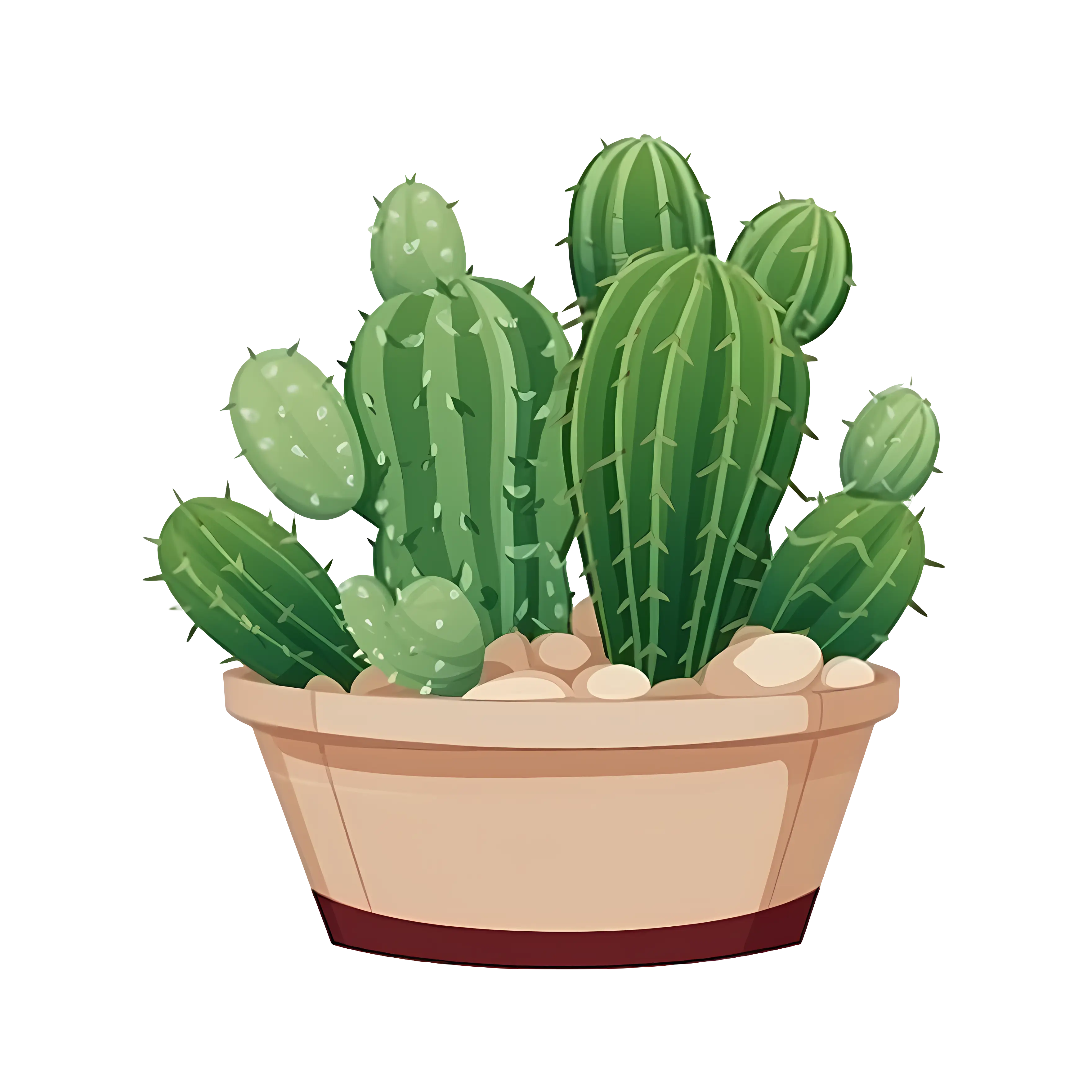 Green Potted Cactus in Terracotta Pot