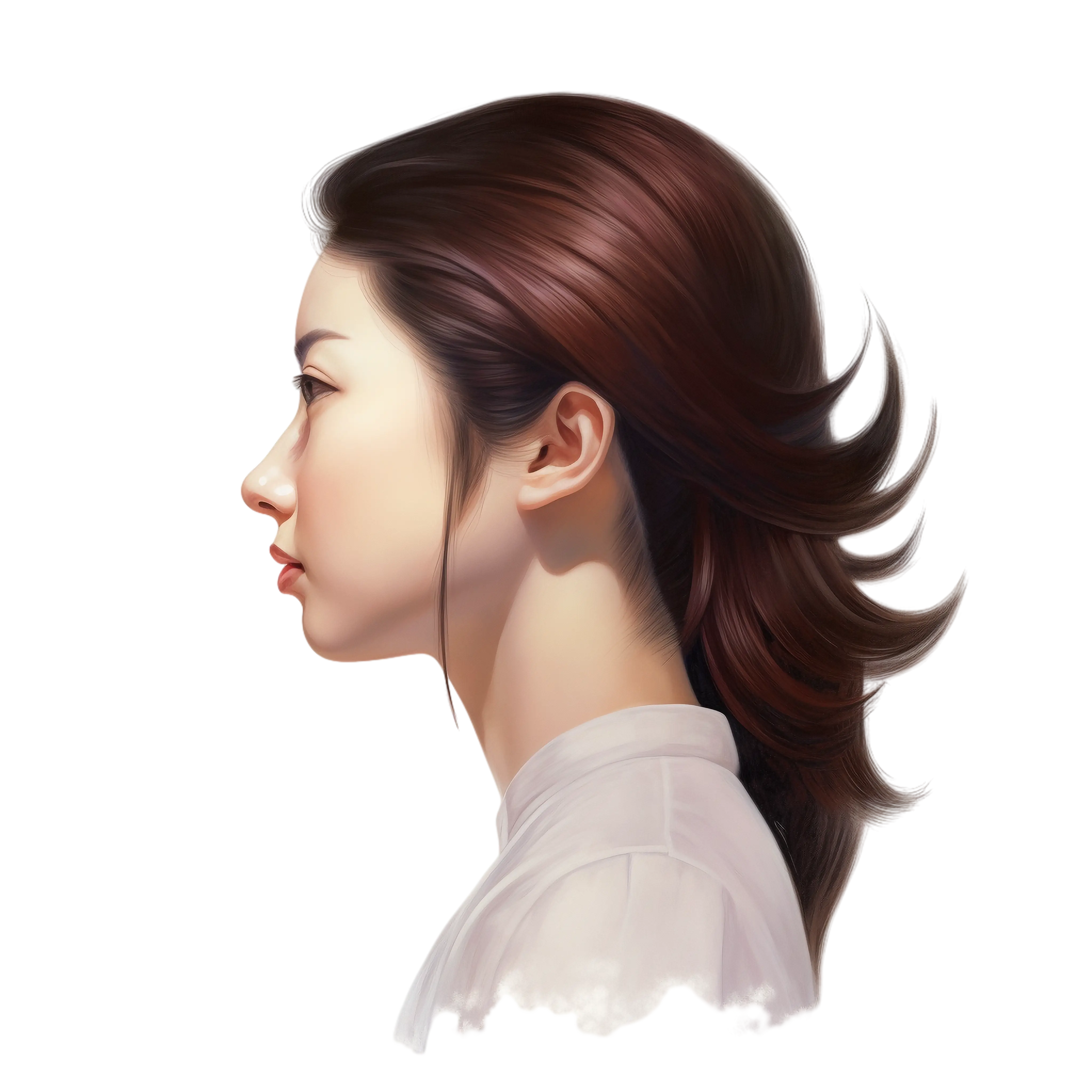 Profile of Woman with Brown Hair