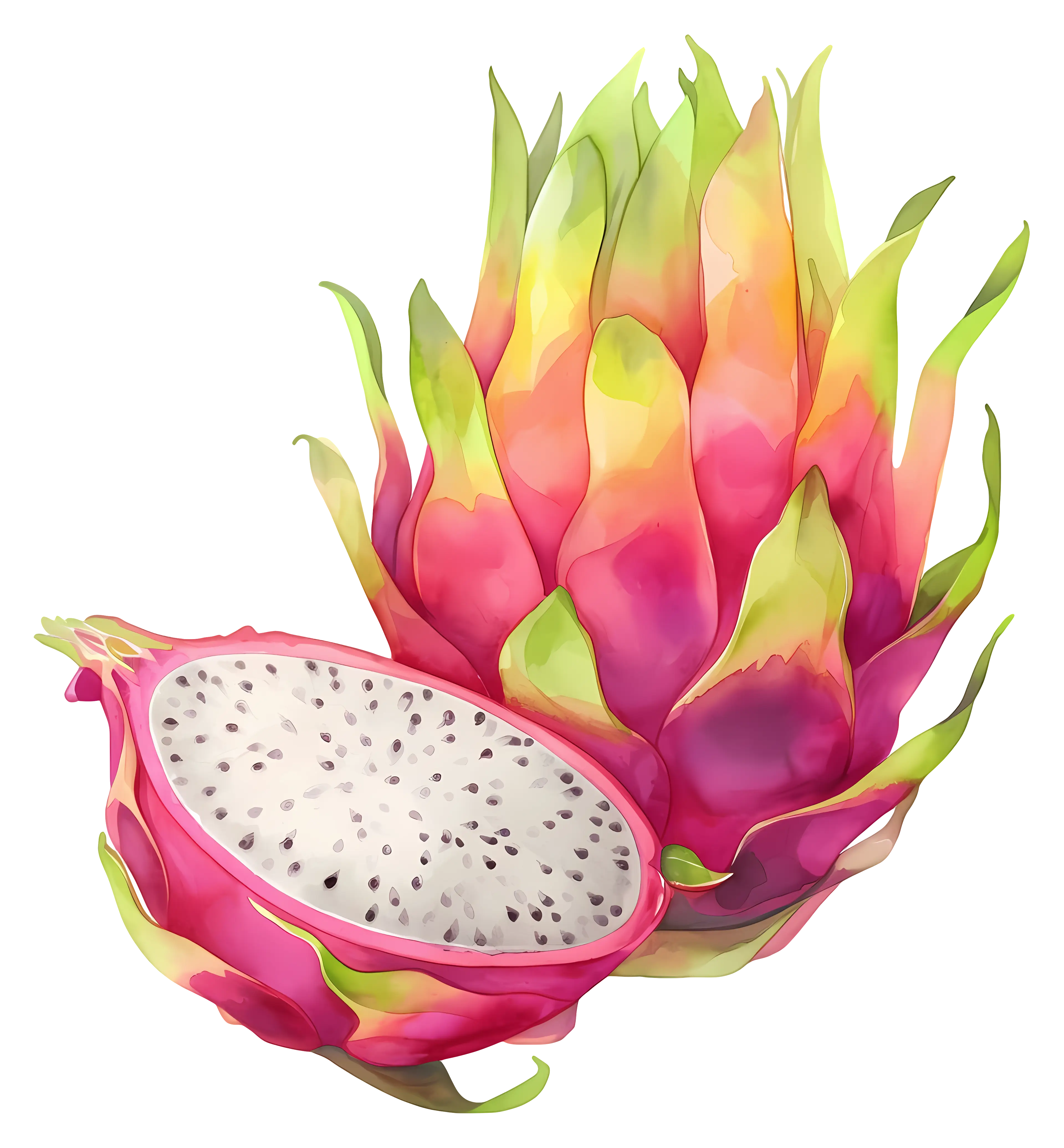 Colorful Dragon Fruit Illustration