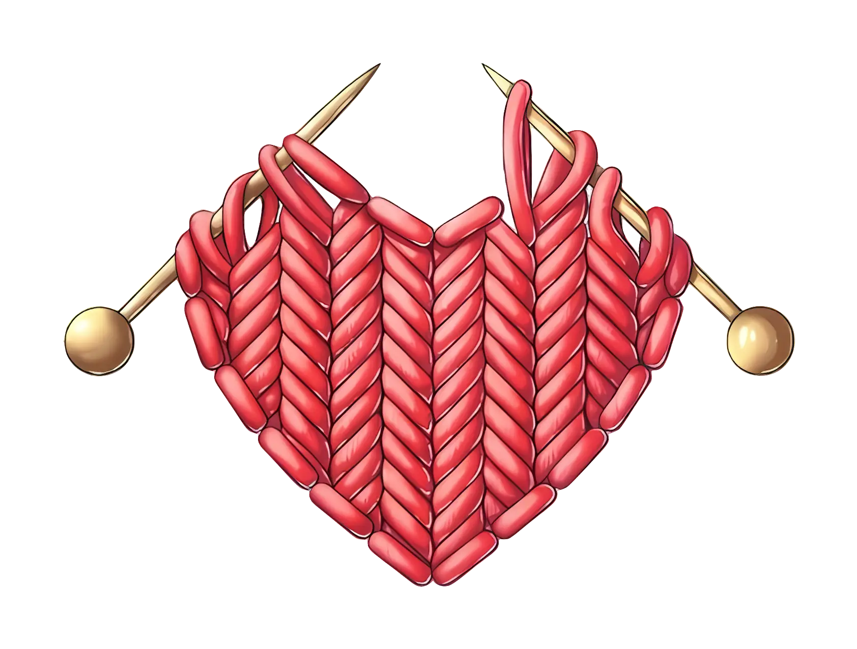Knitting with Yarn and Needles Illustration