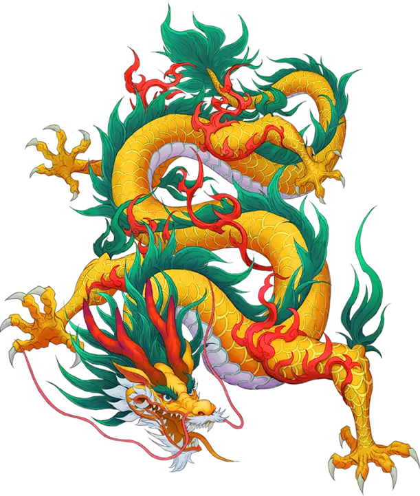 Vivid Green and Yellow Chinese Dragon