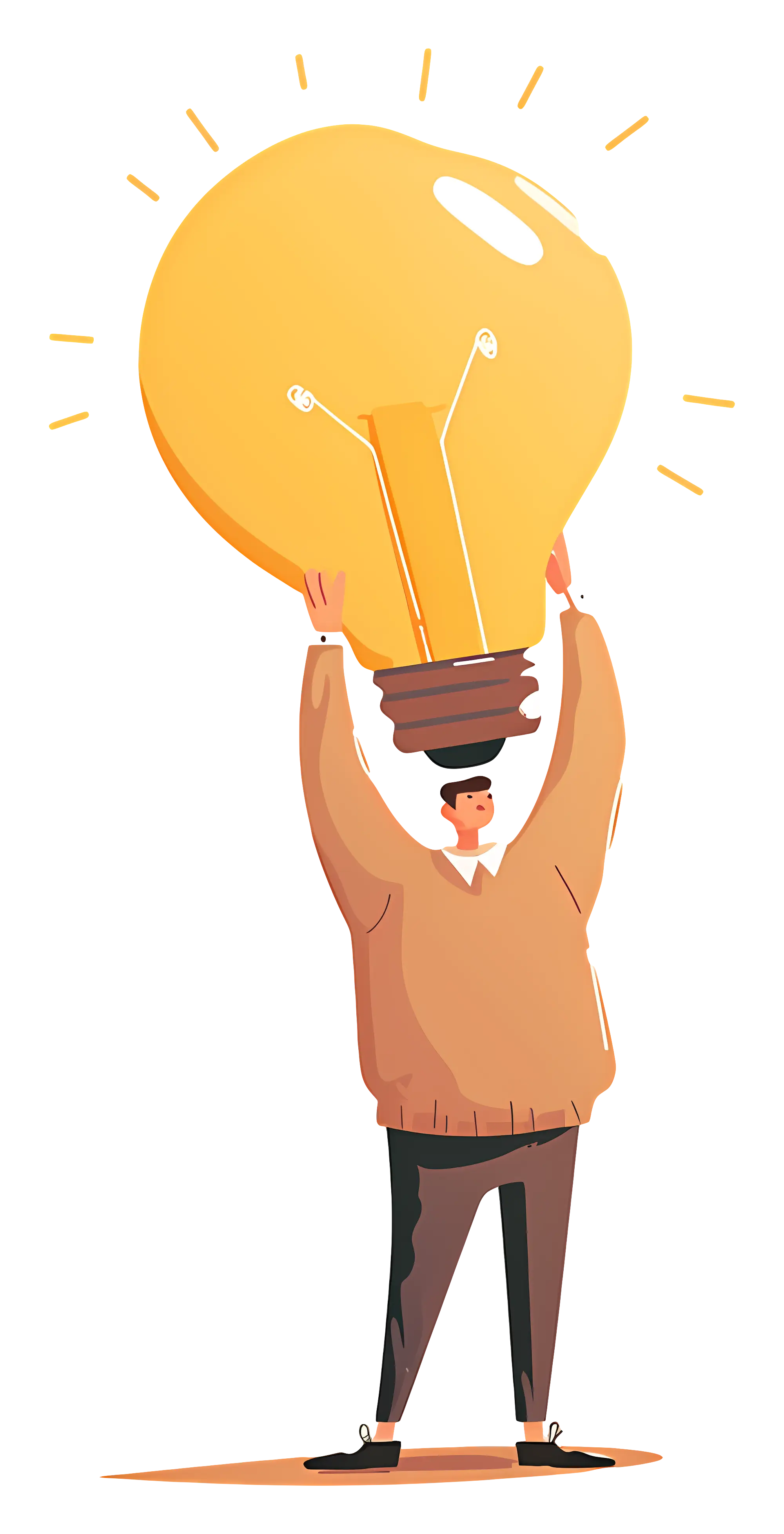 Man Holding a Glowing Light Bulb of Ideas