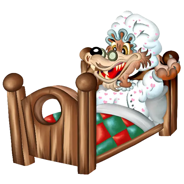 Cartoon Wolf in Bed