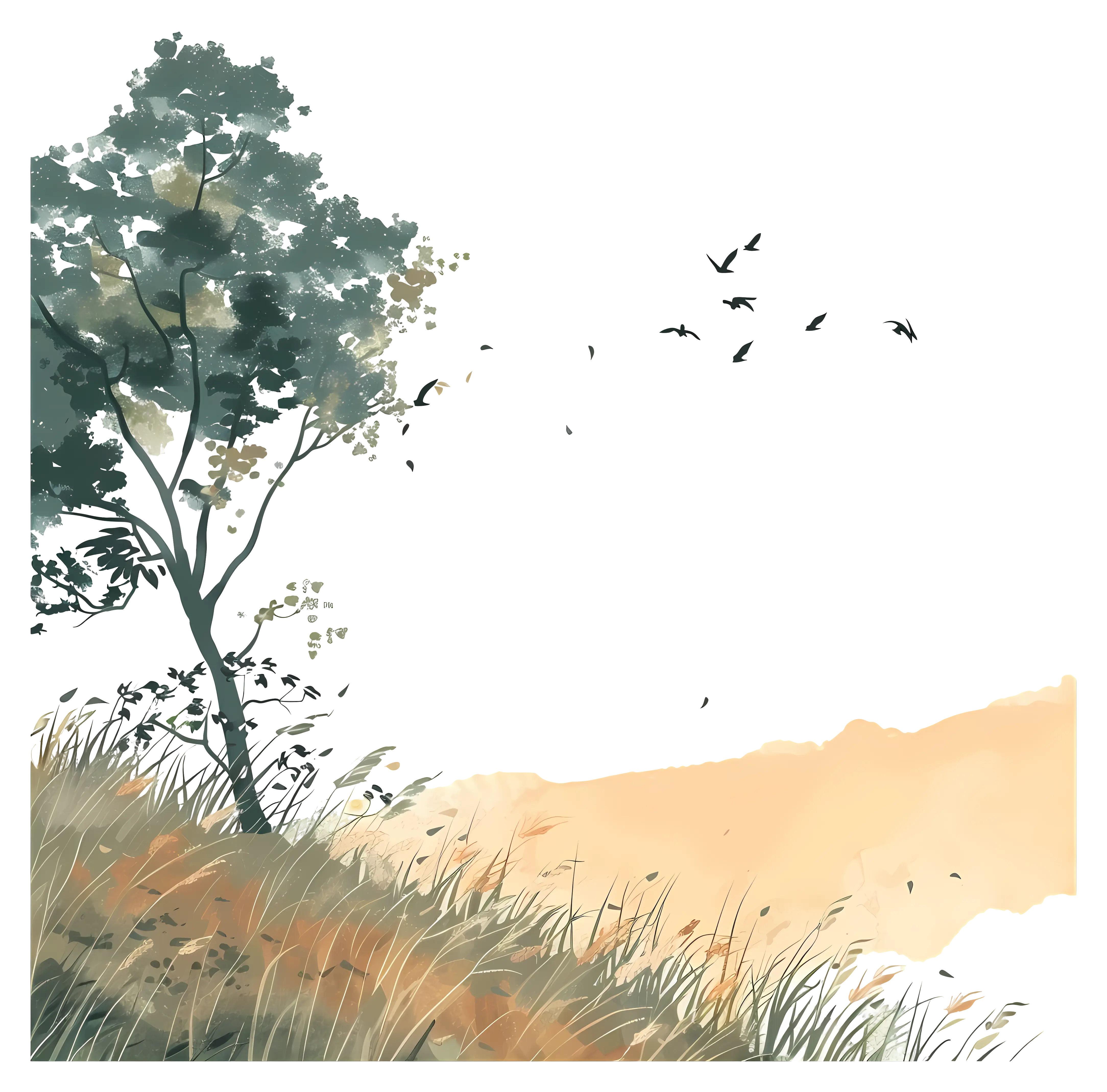 Tree and Birds in Nature