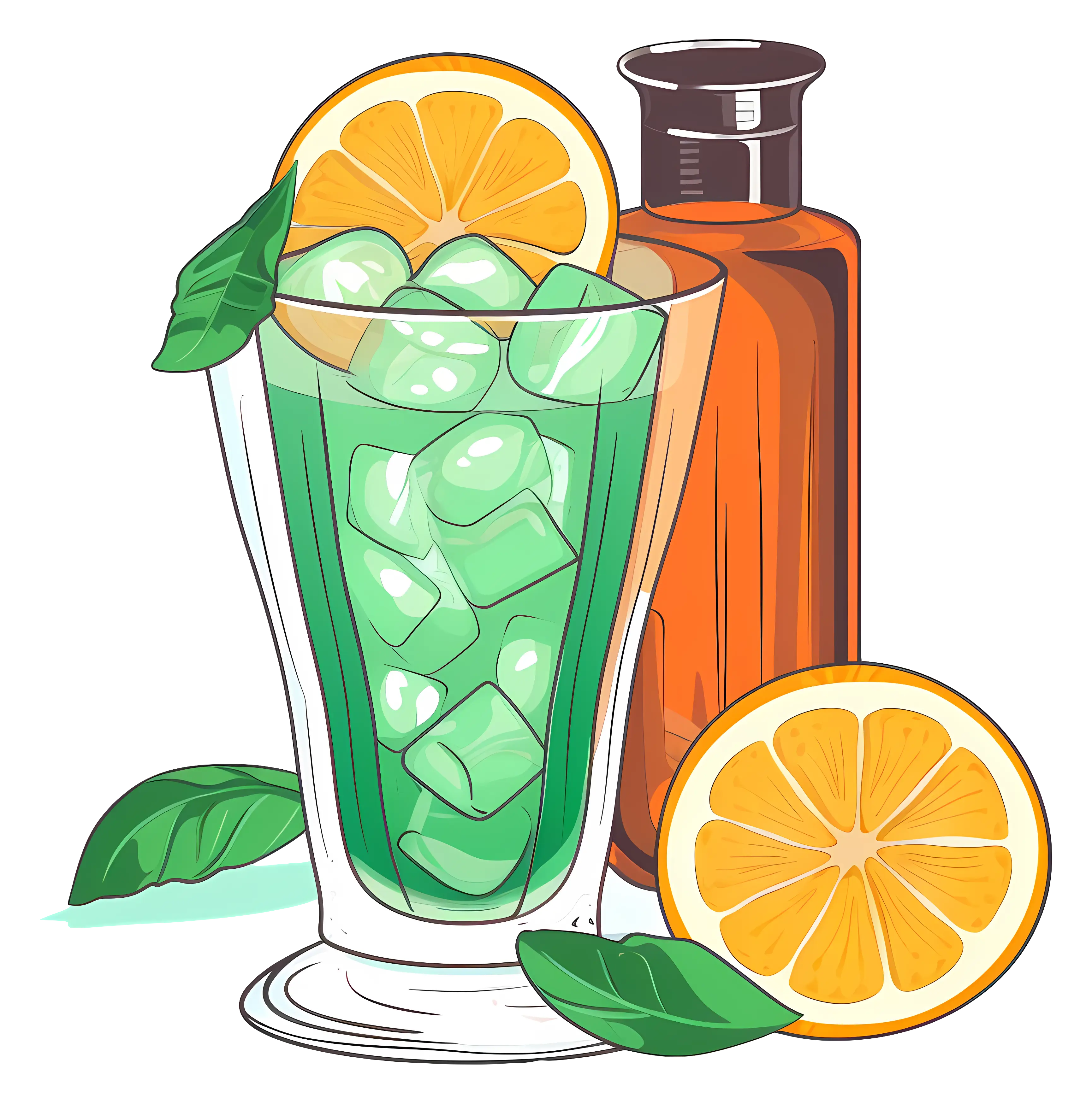Refreshing Green Drink with Orange Slice
