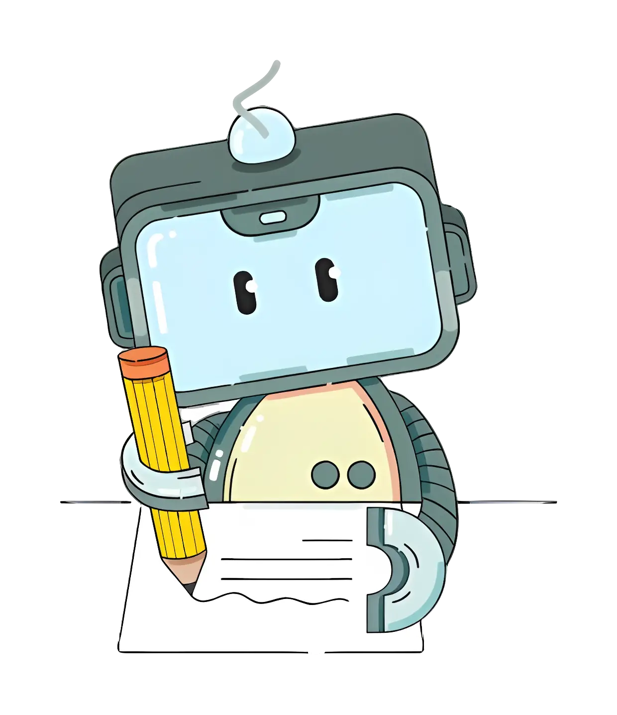 Cute Robot Drawing with Pencil
