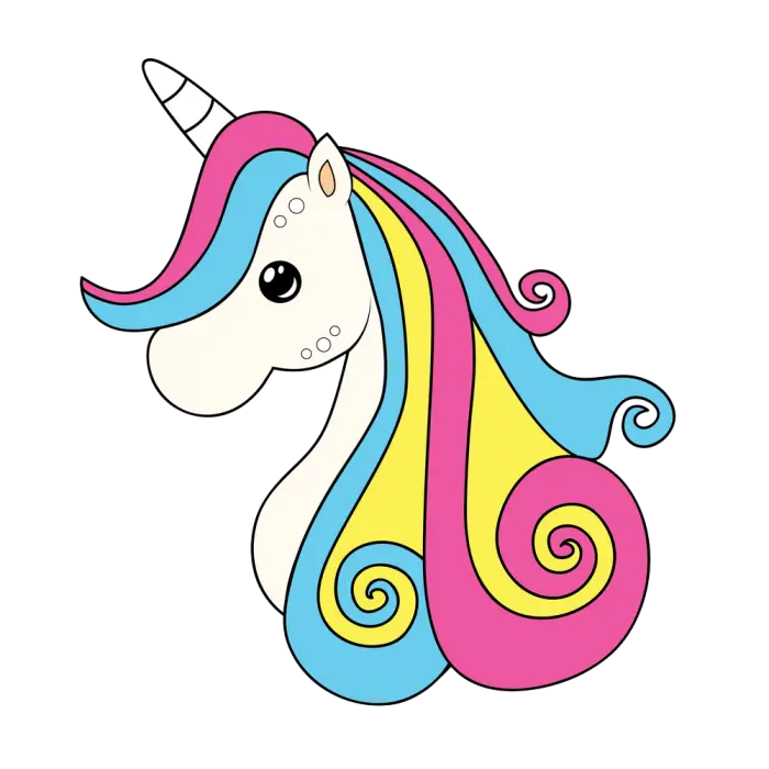 Colorful and Cute Unicorn Illustration