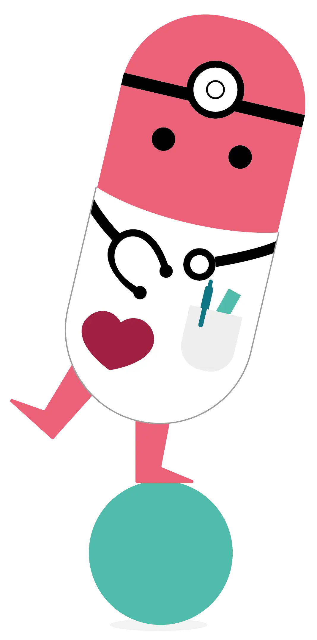 Cartoon Pill Doctor with Heart