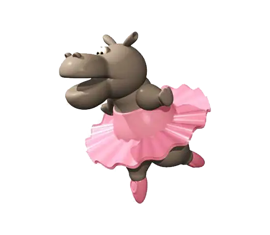 Hippo in Pink Tutu Dancing
