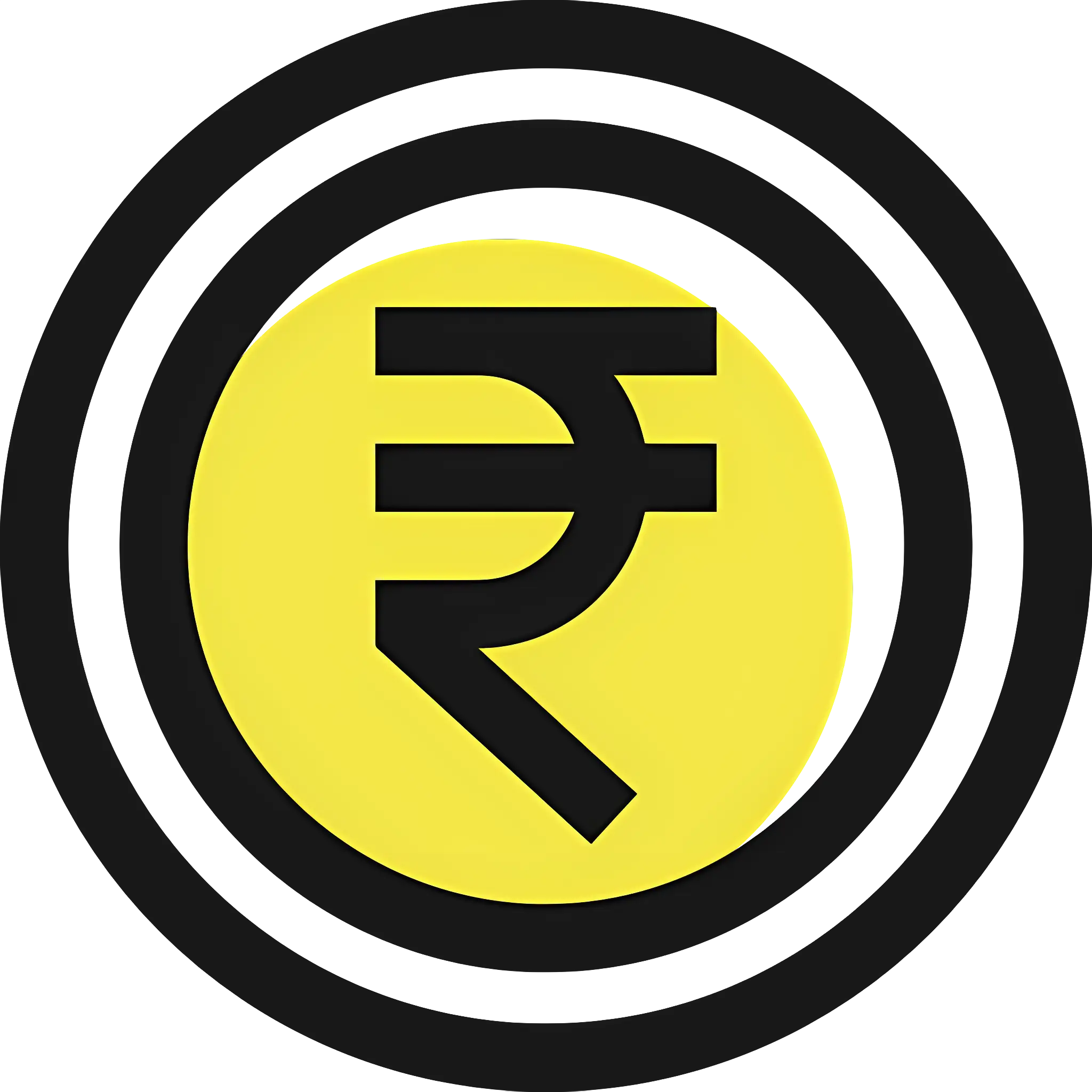 Yellow Rupee Symbol Icon