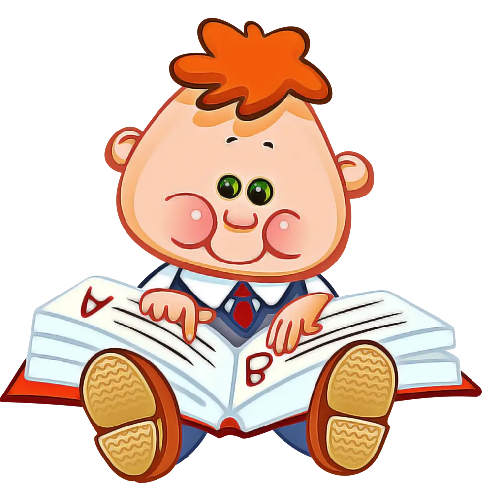 Cartoon Boy Reading Book Illustration
