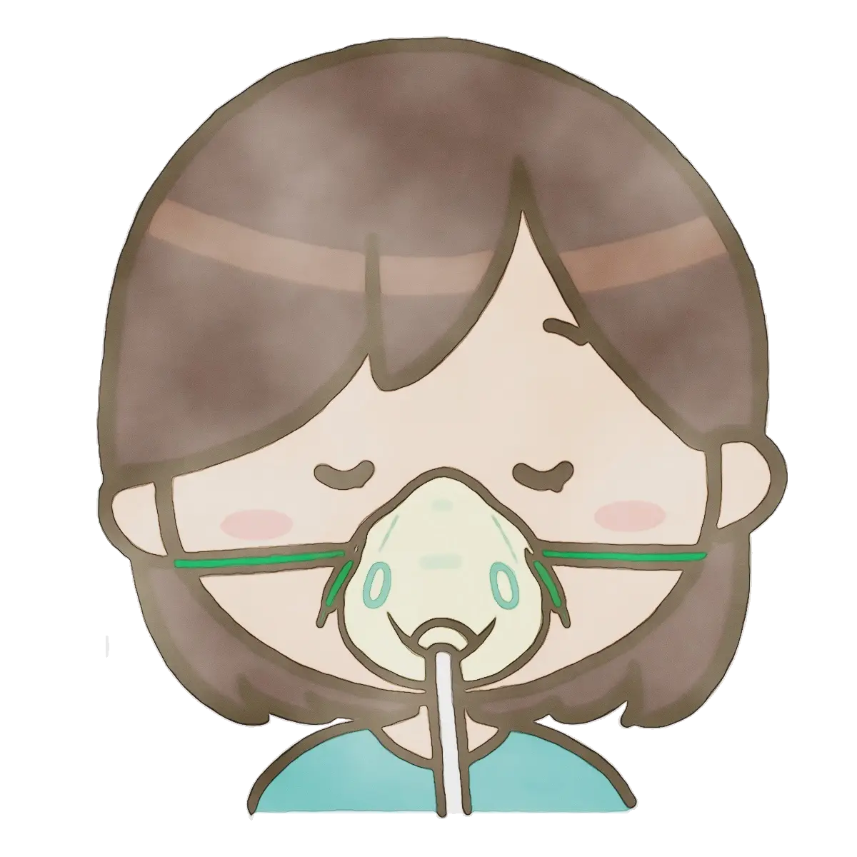 Person Using Oxygen Mask for Breathing Support