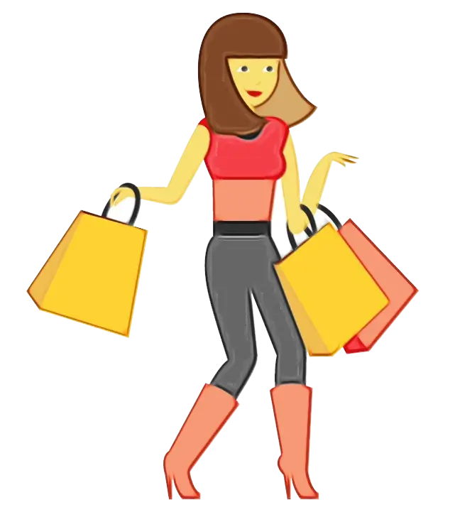 Illustration of Woman Shopping with Bags
