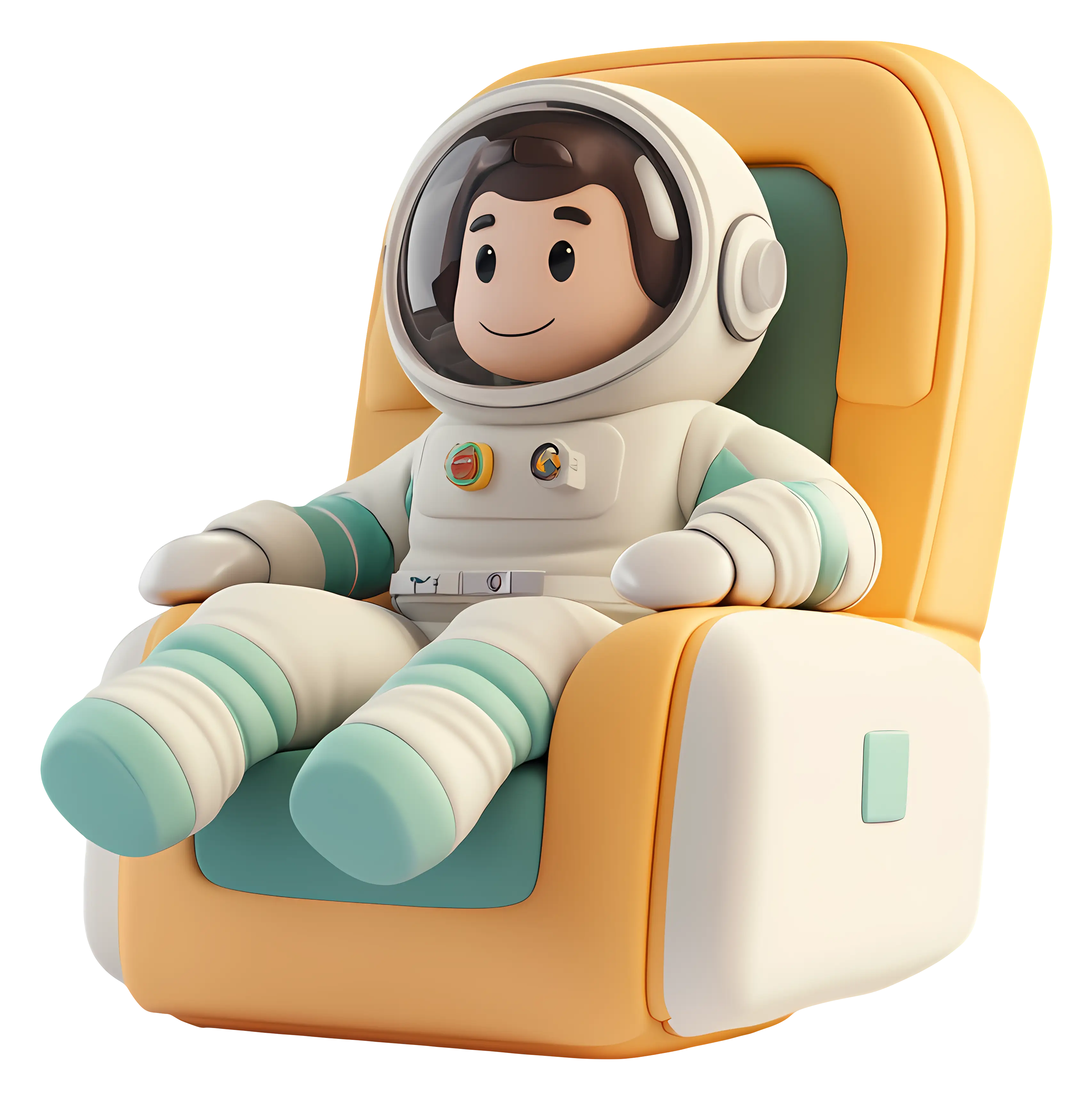 Astronaut Relaxing in Space Chair