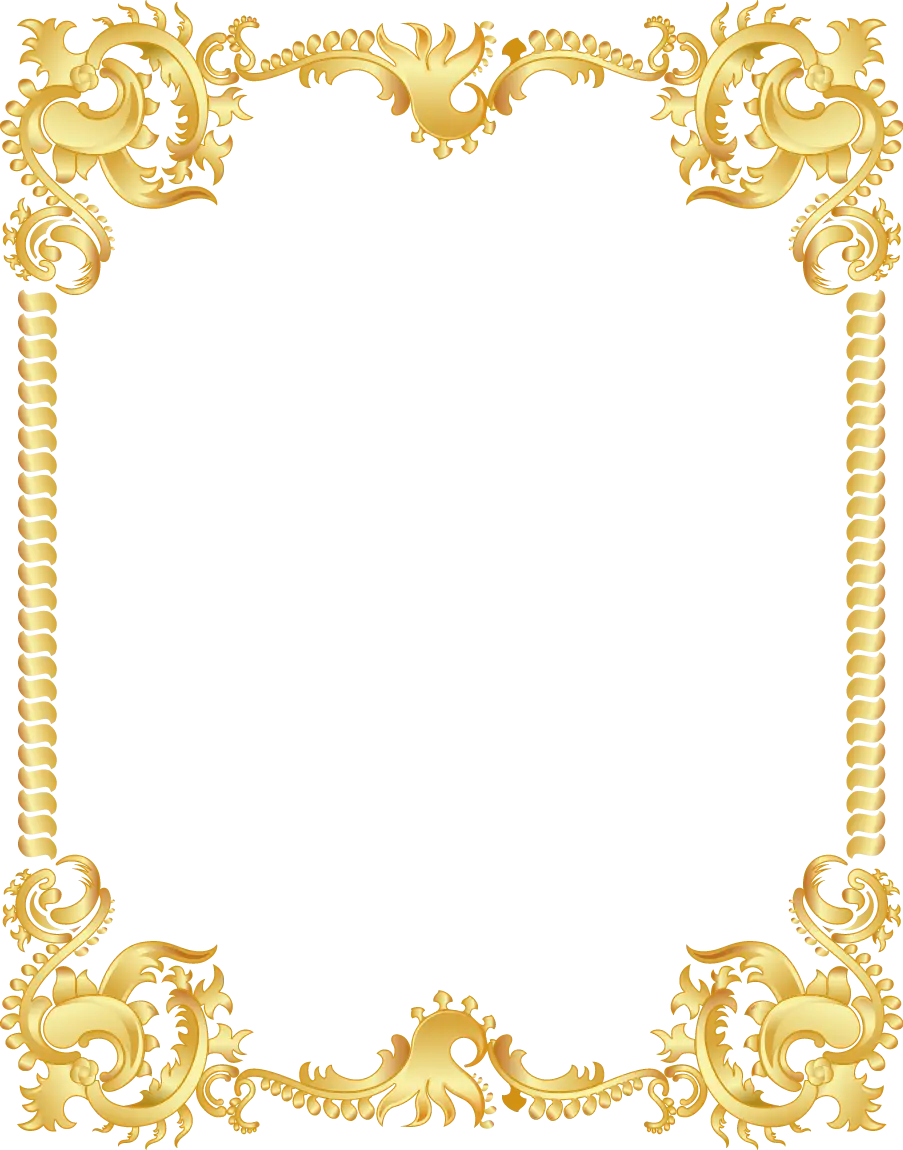 Ornate Golden Rectangular Frame with Decorative Elements