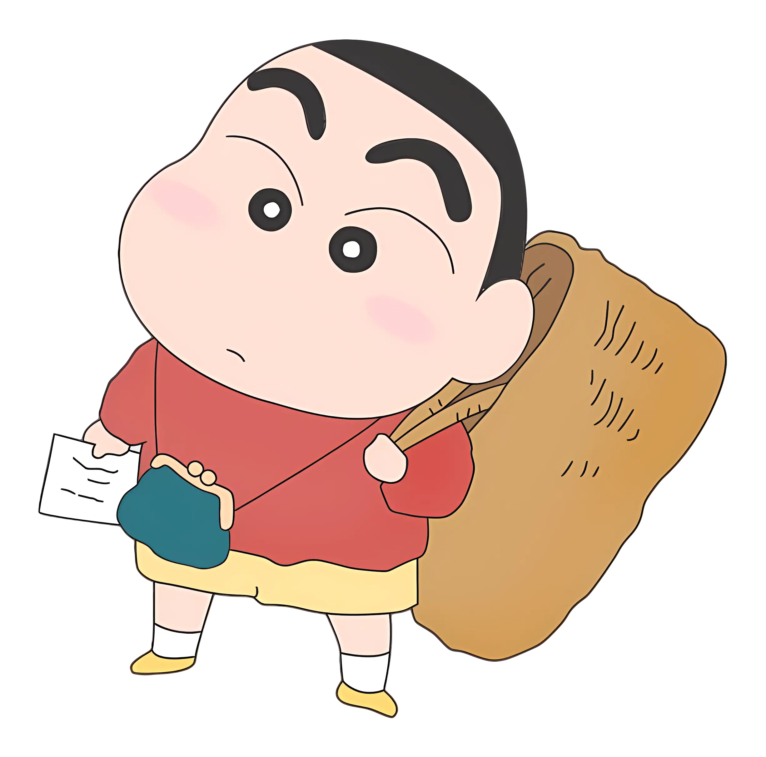 Cartoon Boy with Bag and Paper