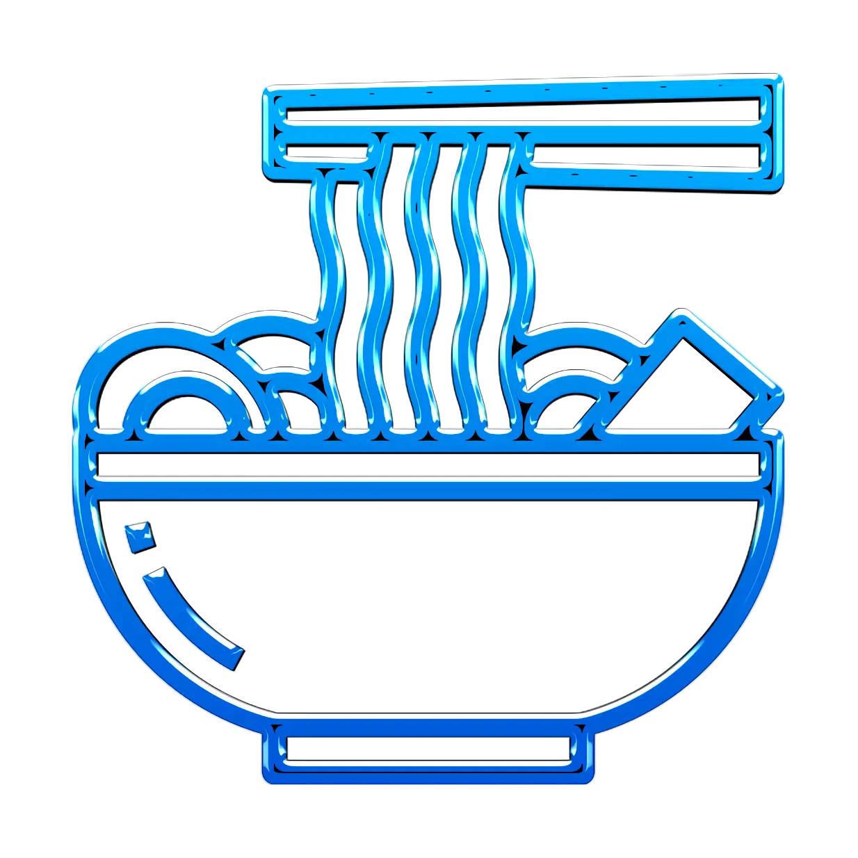Blue Icon of Noodle Bowl with Chopsticks