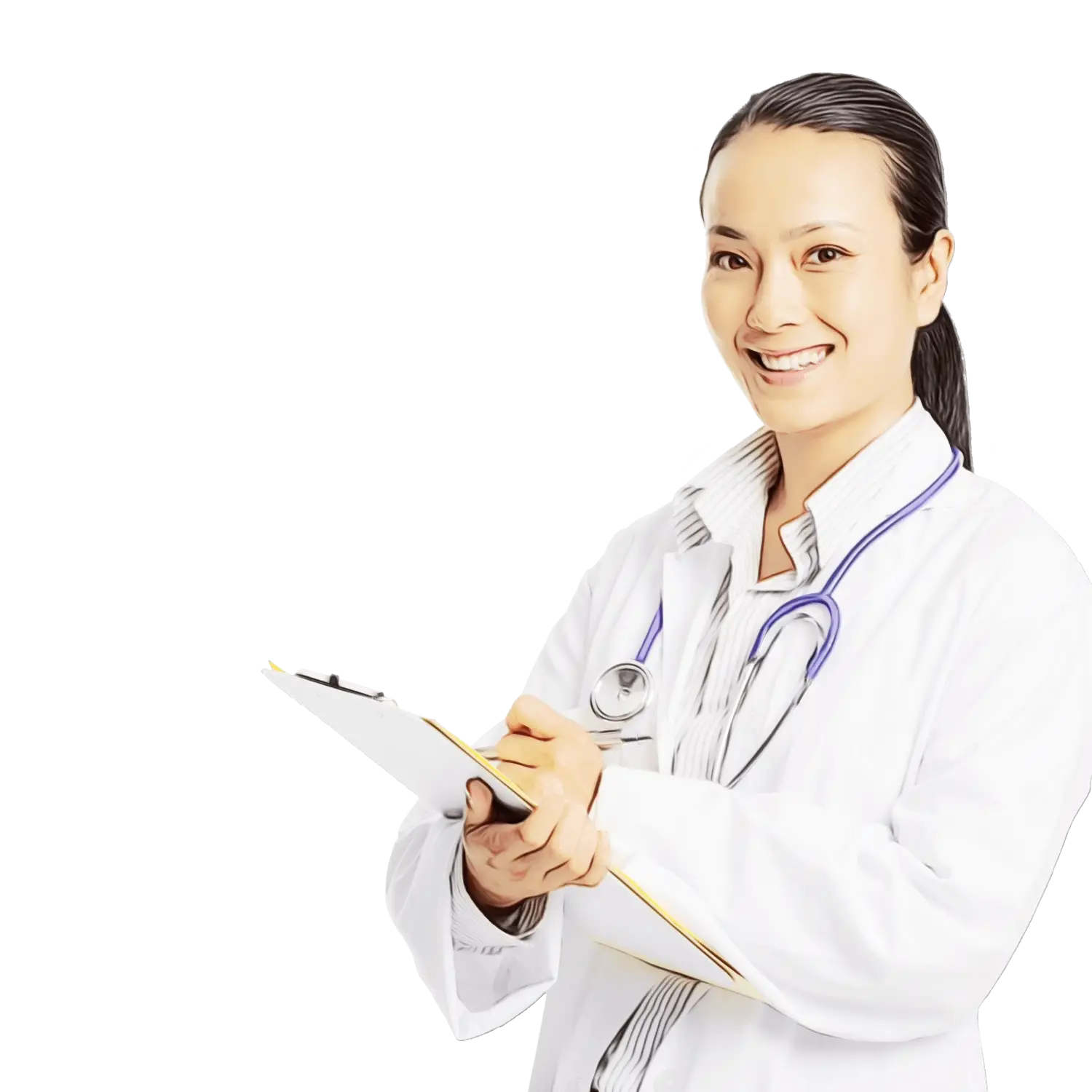 Female Doctor with Clipboard and Stethoscope