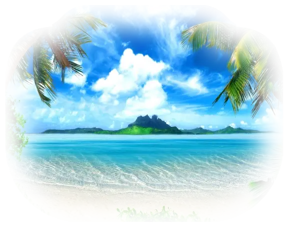 Bright Tropical Beach with Palm Trees
