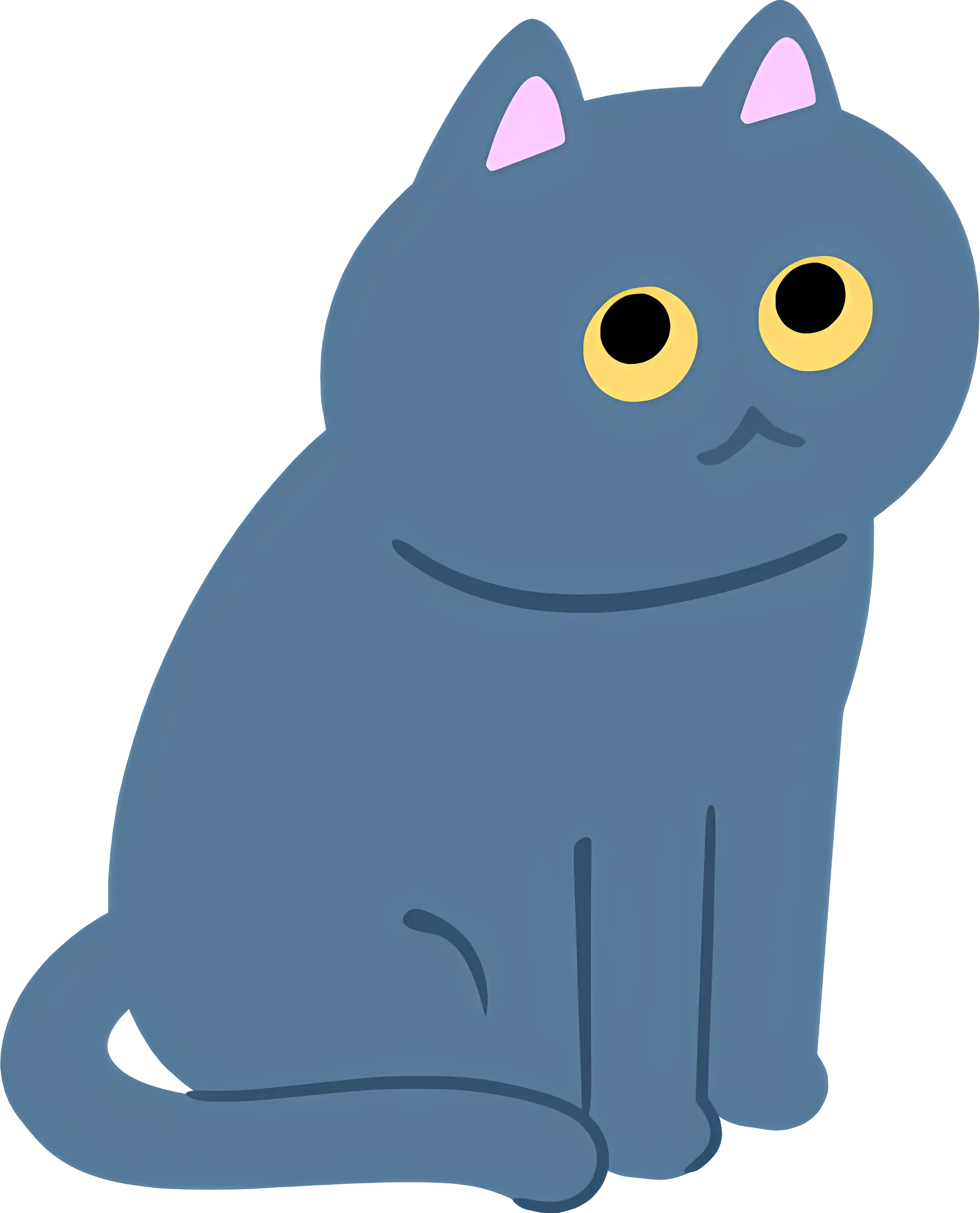 Blue Cartoon Cat Illustration